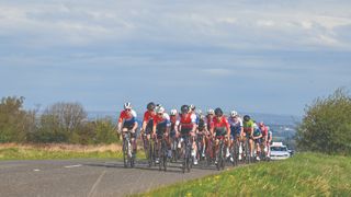 Image shoes peloto riding on British road