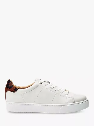 Moda in Pelle Brandie Leather Trainers, White/leopard