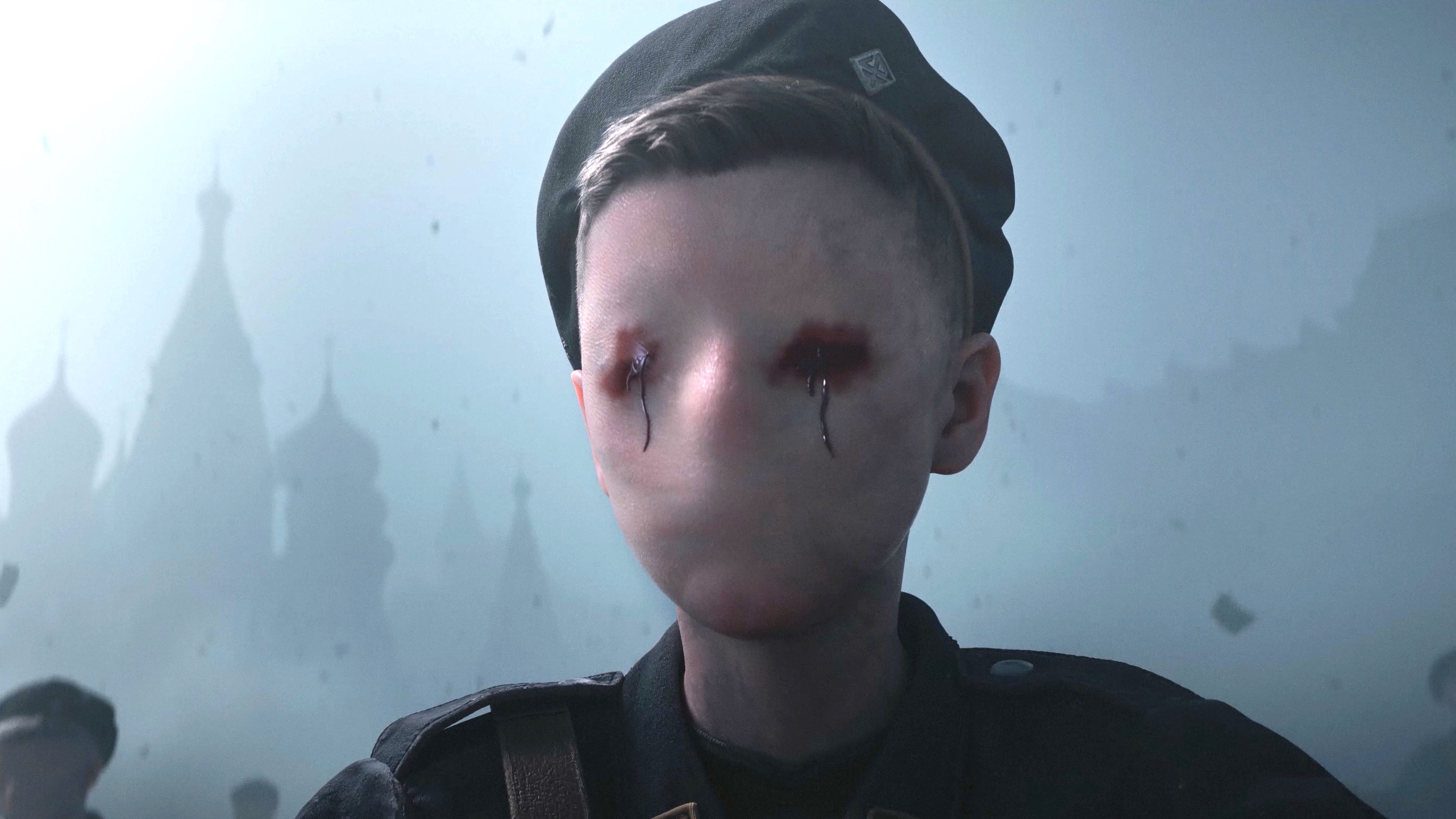 Bleeding eyeless boy.