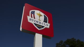 A general view of course signage during a practice round prior to the Ryder Cup 2025 at Black Course at Bethpage State Park Golf Course on September 22, 2025 in Farmingdale, New York. 
