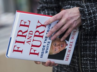 A copy of Fire and Fury fresh off the bookstore shelves