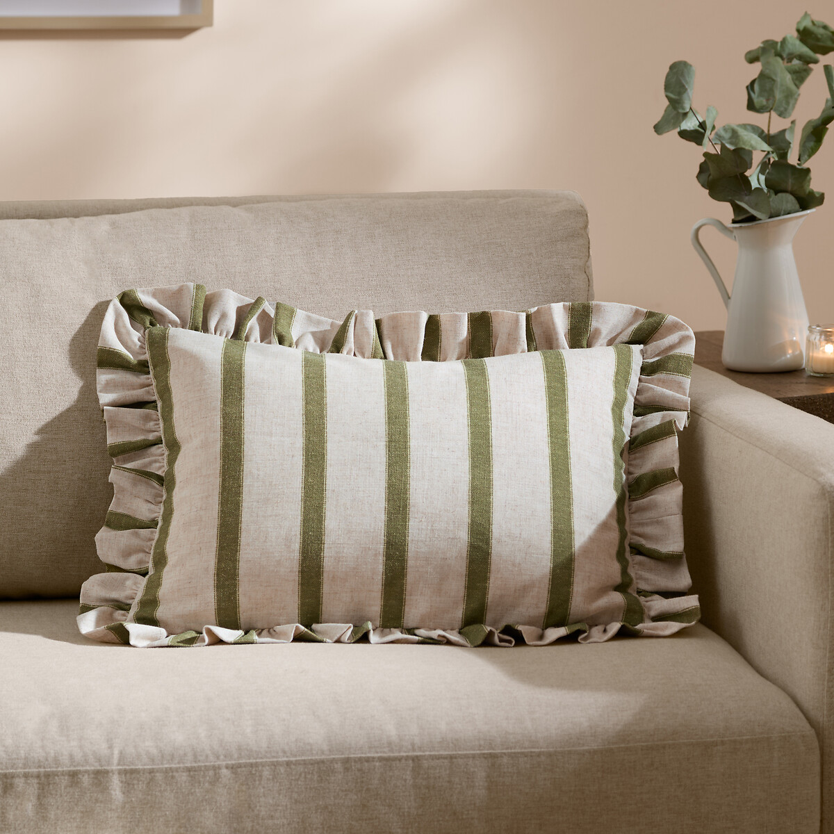 Nature Connie Striped Ruffle Cushion