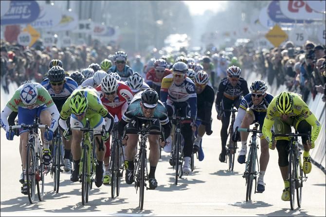 A determined Mark Cavendish (Omega Pharma Quick Step) sprinted to a stage win
