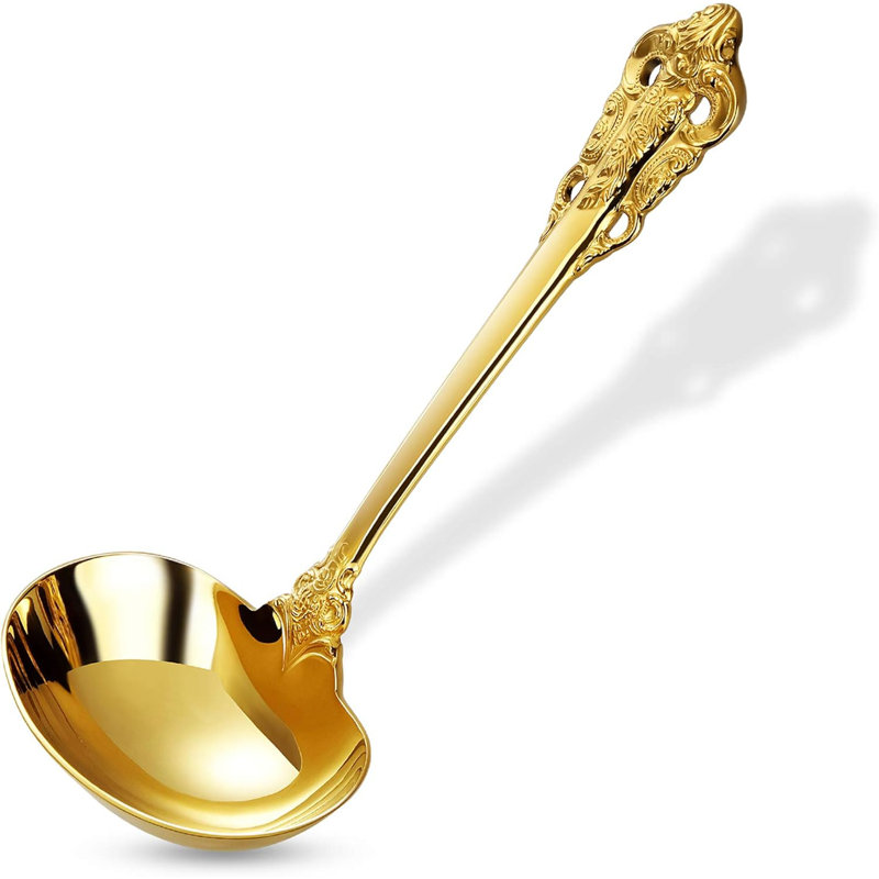Astoria Grand 18/10 Stainless Steel Gravy Ladle With Mirror Finish - Antique Design Soup Ladle for Gravy, Broth, and Sauce - Dishwasher Safe and Durable Serving Utensil | Wayfair