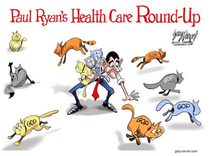 Political Cartoon U.S. Paul Ryan GOP House health care bill vote