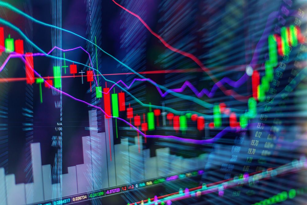 Candle stick graph chart of stock market investment trading