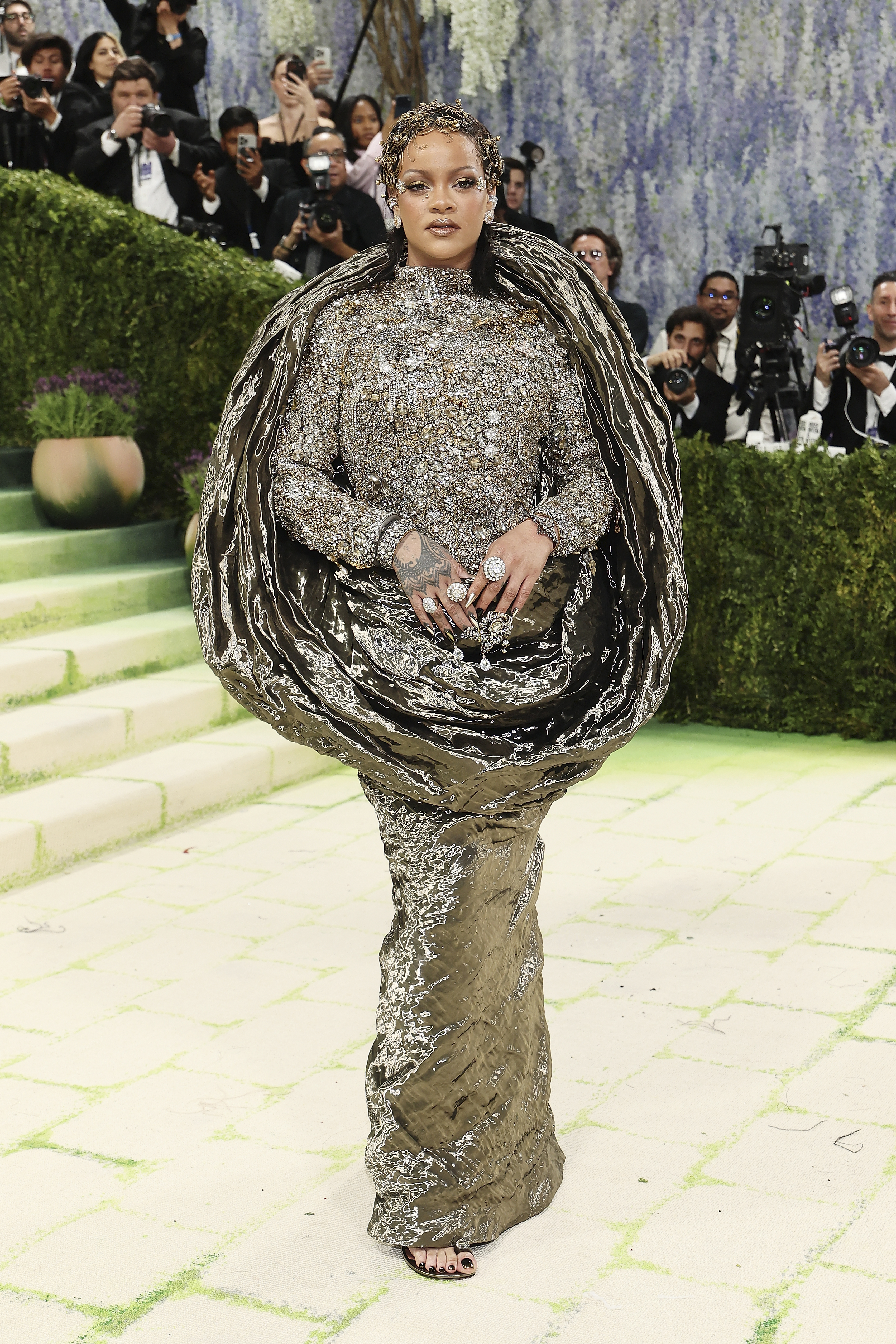 Rihanna attends the 2026 Met Gala celebrating "Costume Art" at the Metropolitan Museum of Art on May 04, 2026 in New York City. (Photo by Mike Coppola/Getty Images)