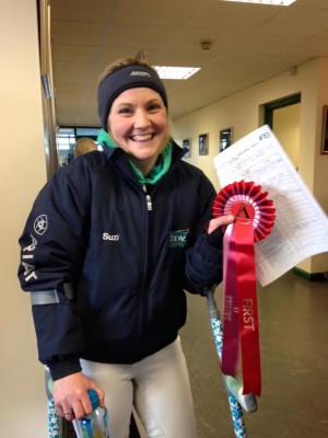 With my winning rosette at Hartpury
