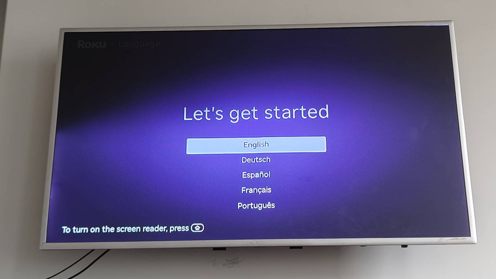 The Roku Streaming Stick's start screen.