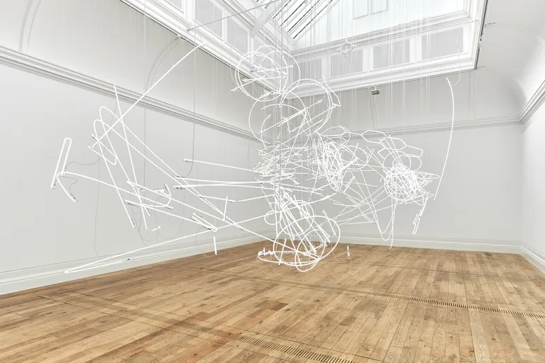 Installation view of Cerith Wyn Evans, ‘....)(‘ at Mostyn, Wales