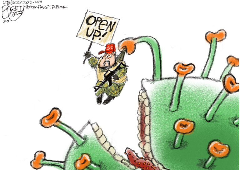 Editorial Cartoon U.S. coronavirus reopening