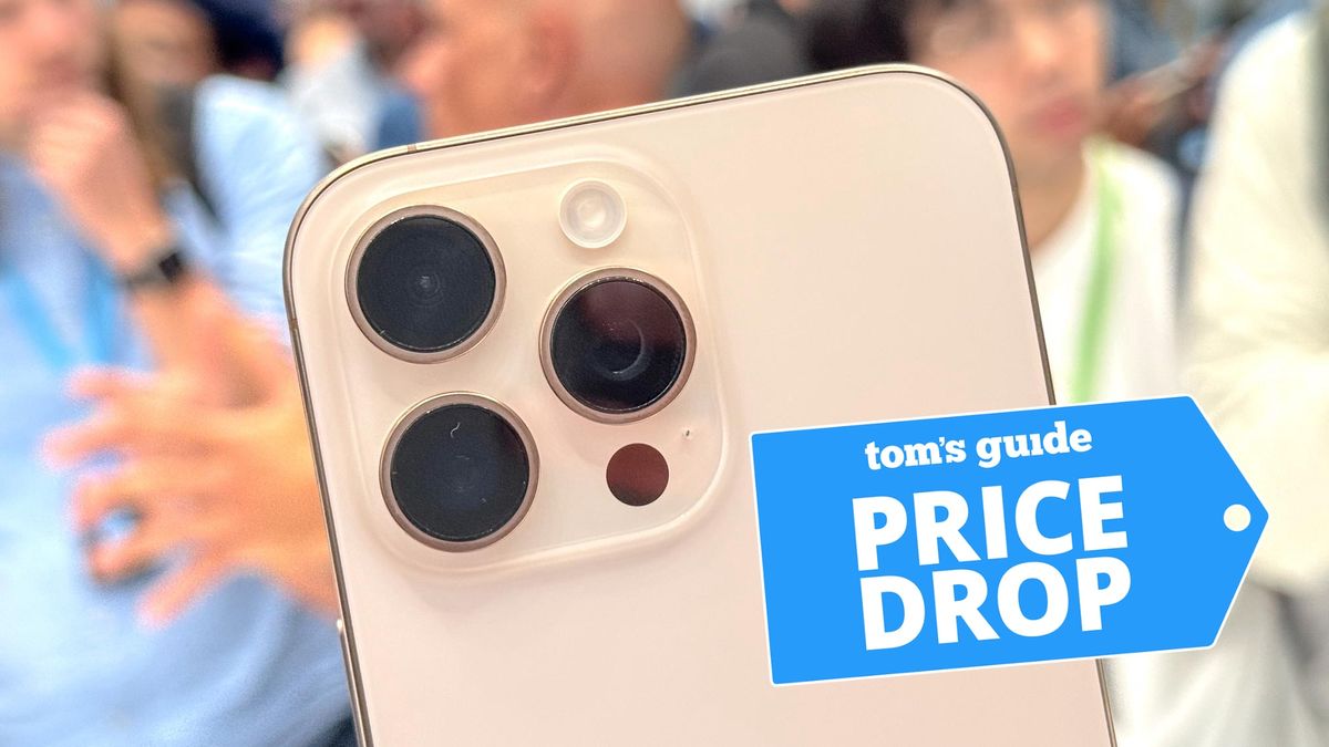 iPhone 16 Pro close up of cameras with deal tag