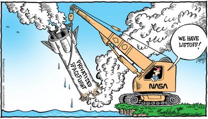 Editorial cartoon NASA Space X Rocket