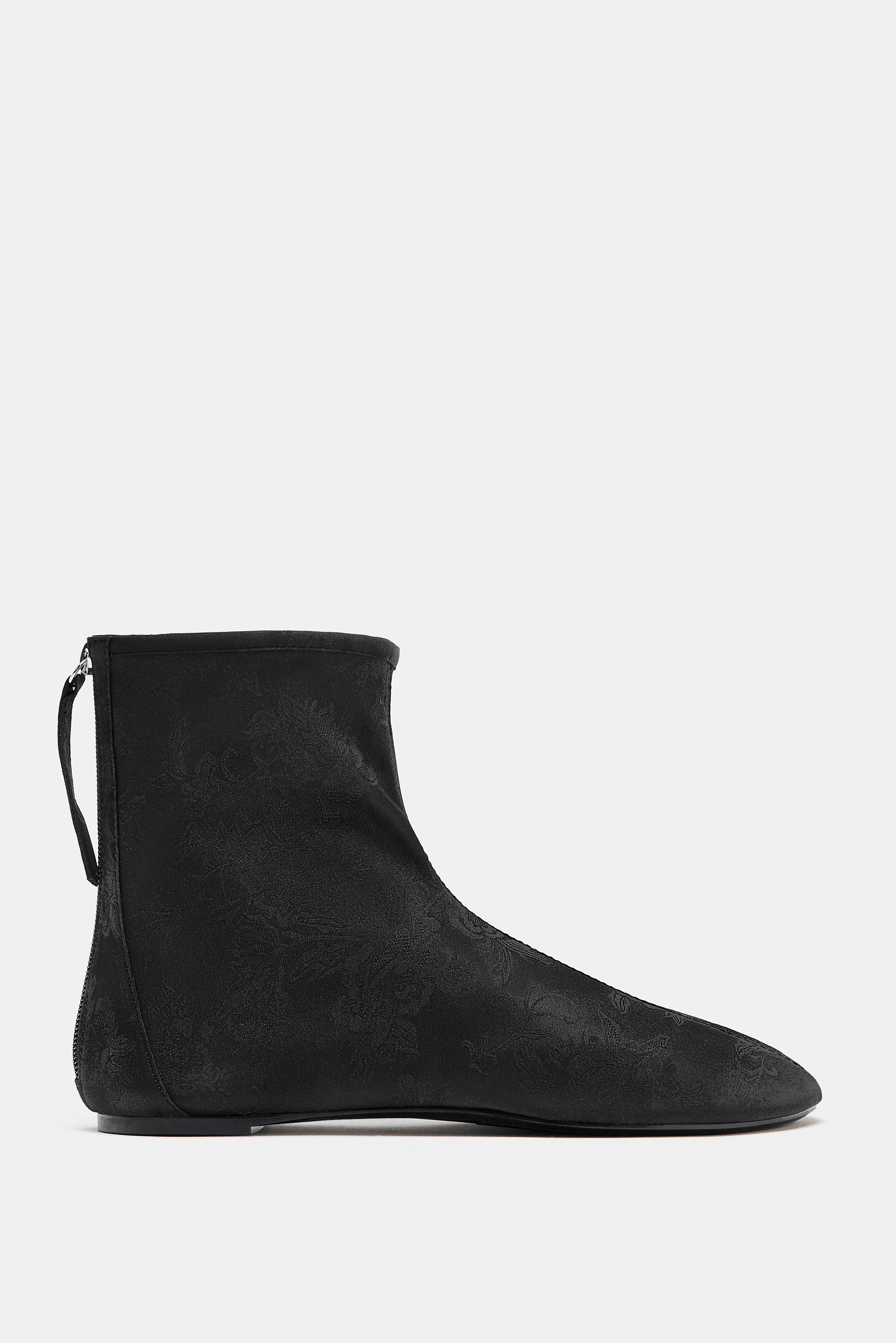 Low Heel Satin Effect Ankle Boots