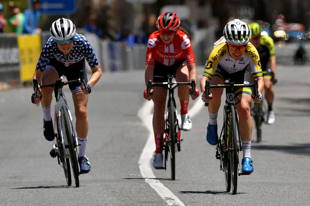 Amanda Spratt heads to victory at the Women's Tour Down Under