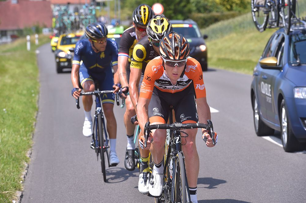 Nick Van Der Lijke in the breakaway during stage 4 at Tour de Suisse