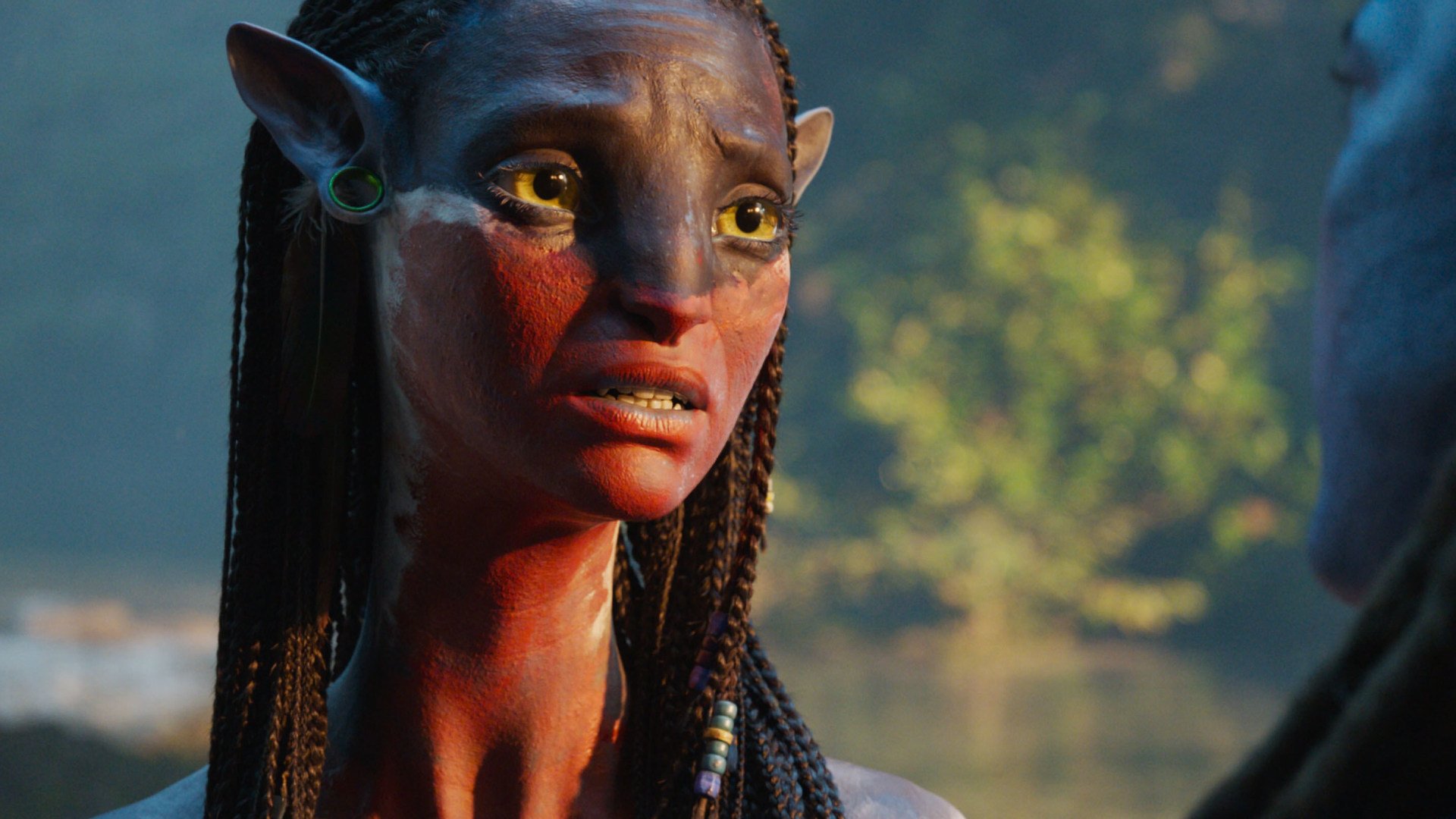 Zoe Salda&amp;ntilde;a as Neytiri in Avatar: Fire and Ash