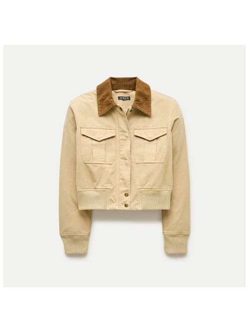Cropped Bomber Jacket in Cotton Canvas