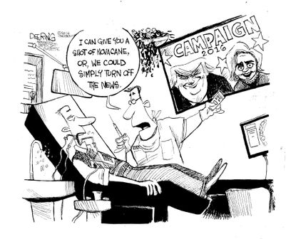 Political cartoon U.S. 2016 election pain relief