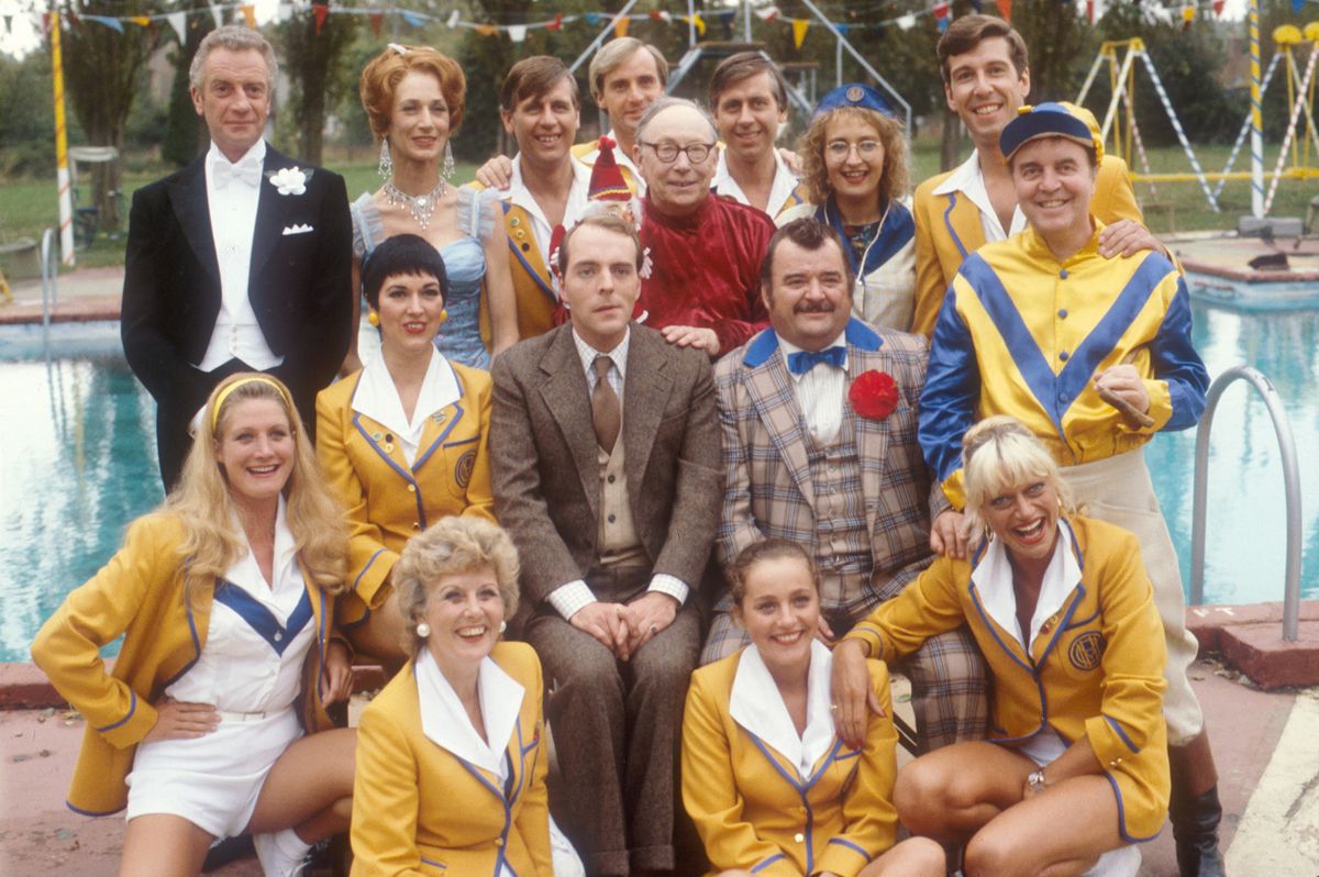 The Hi-de-Hi! cast around the show&#039;s famous Olympic-sized swimming pool.