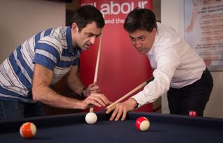 Ed plays a game of pool with Ronnie O'Sullivan