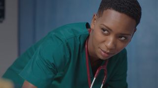 Genesis Lynea in character as strong moral Casualty character Dr Archie Hudson