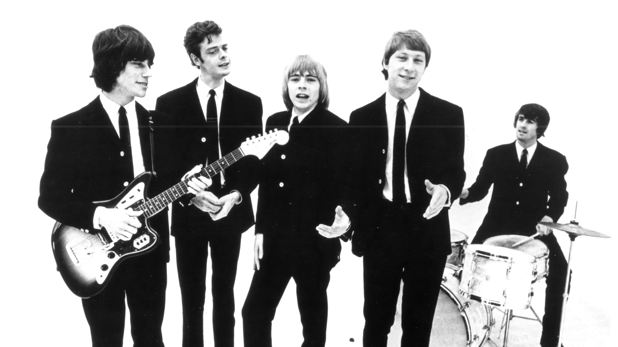 The Yardbirds pose for a portrait in 1965. (L-R) Jeff Beck (holding a Fender Jaguar guitar), Paul Samwell-Smith, Keith Relf, Chris Dreja, Jim McCarty.