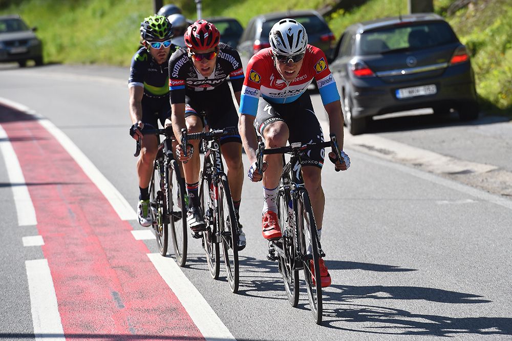 Bob Jungels (Etixx-Quickstep) leads a late breakaway