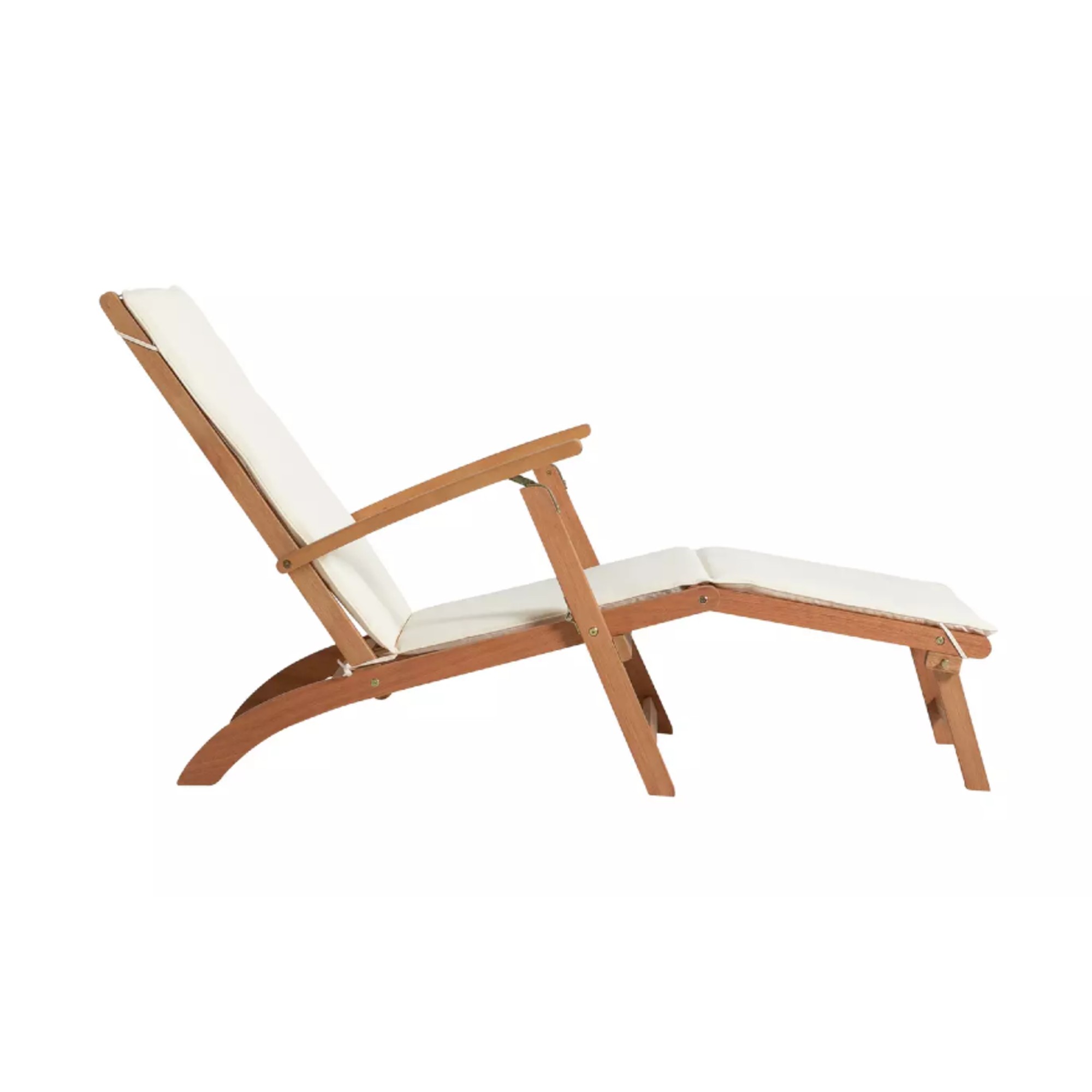 Argos Home Folding Wooden Sun Lounger - Cream