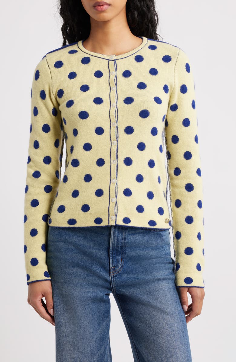Tabitha Polka Dot Reversible Merino Wool Cardigan