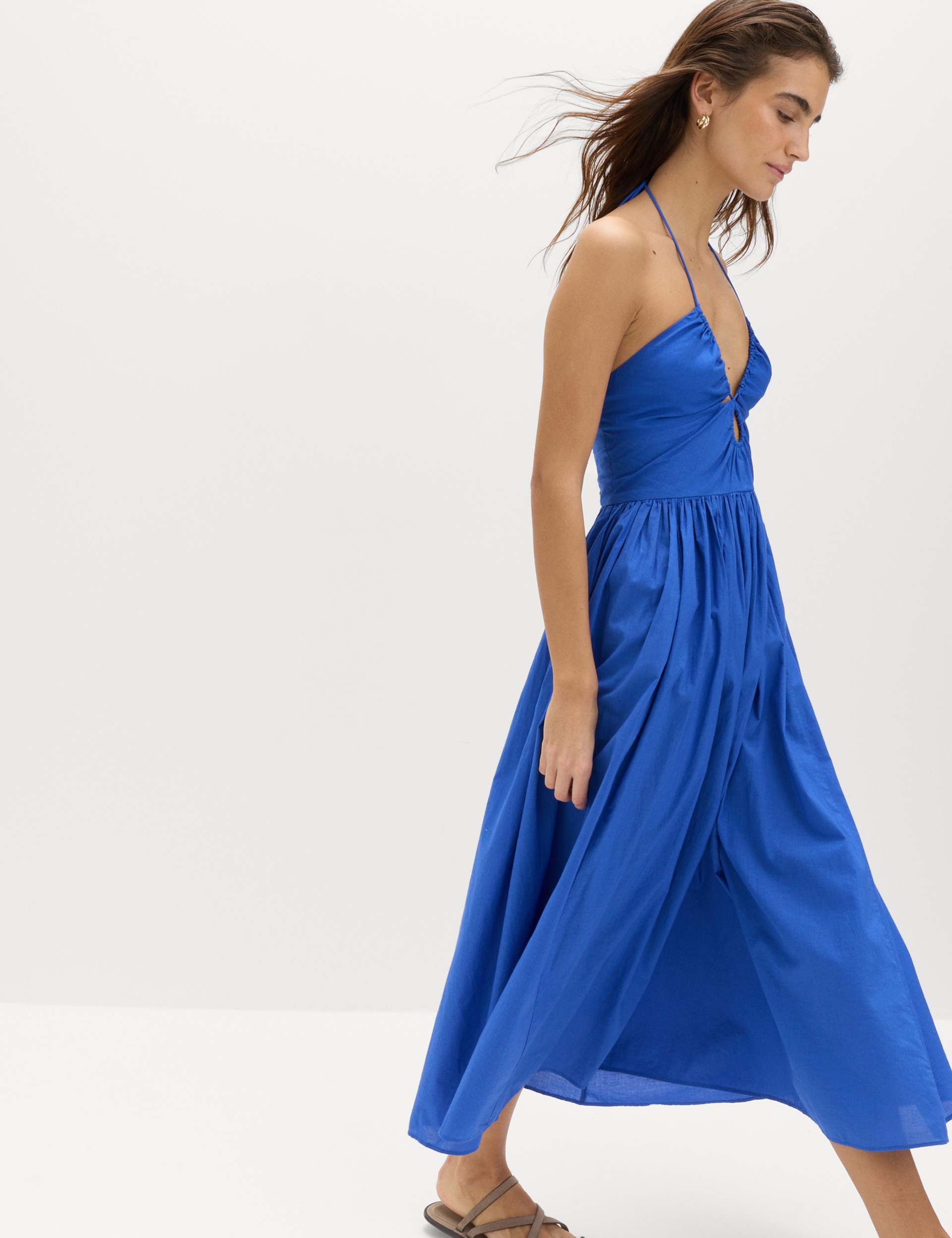 Pure Cotton Cutout Midaxi Beach Dress