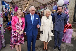 The Prince of Wales and The Duchess of Cornwall with EastEnders stars Kellie Bright and Danny Dyer