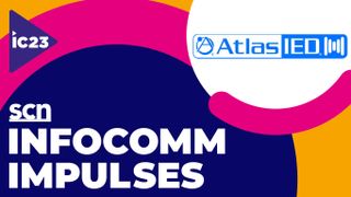 The AtlasIED logo over SCN's InfoComm Impulses 2023 logo.