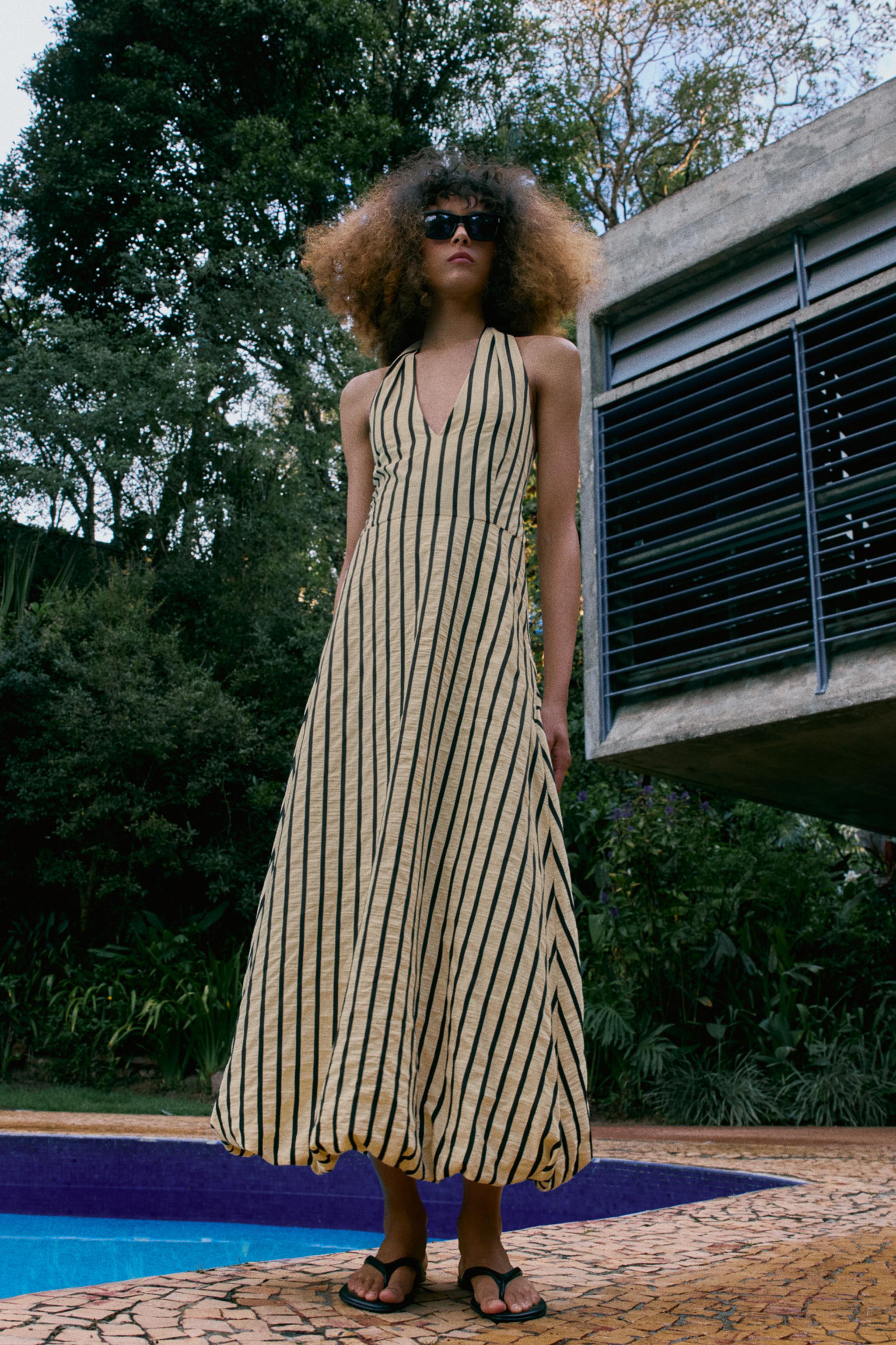 Striped Bubble Midi Dress