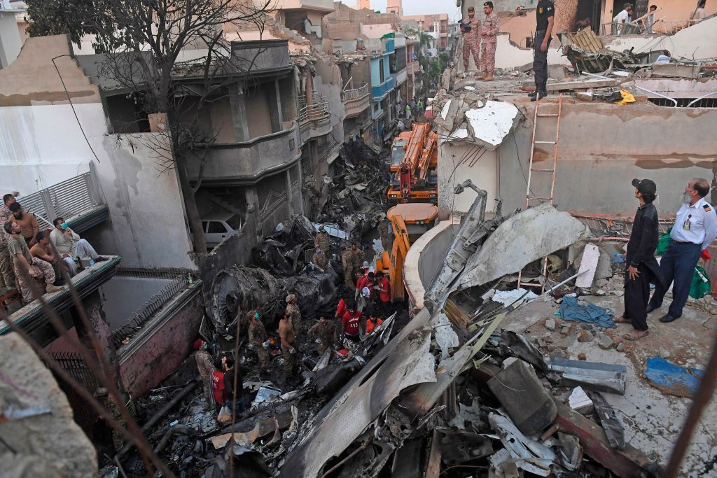 Pakistan plane crash site.