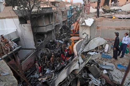 Pakistan plane crash site.