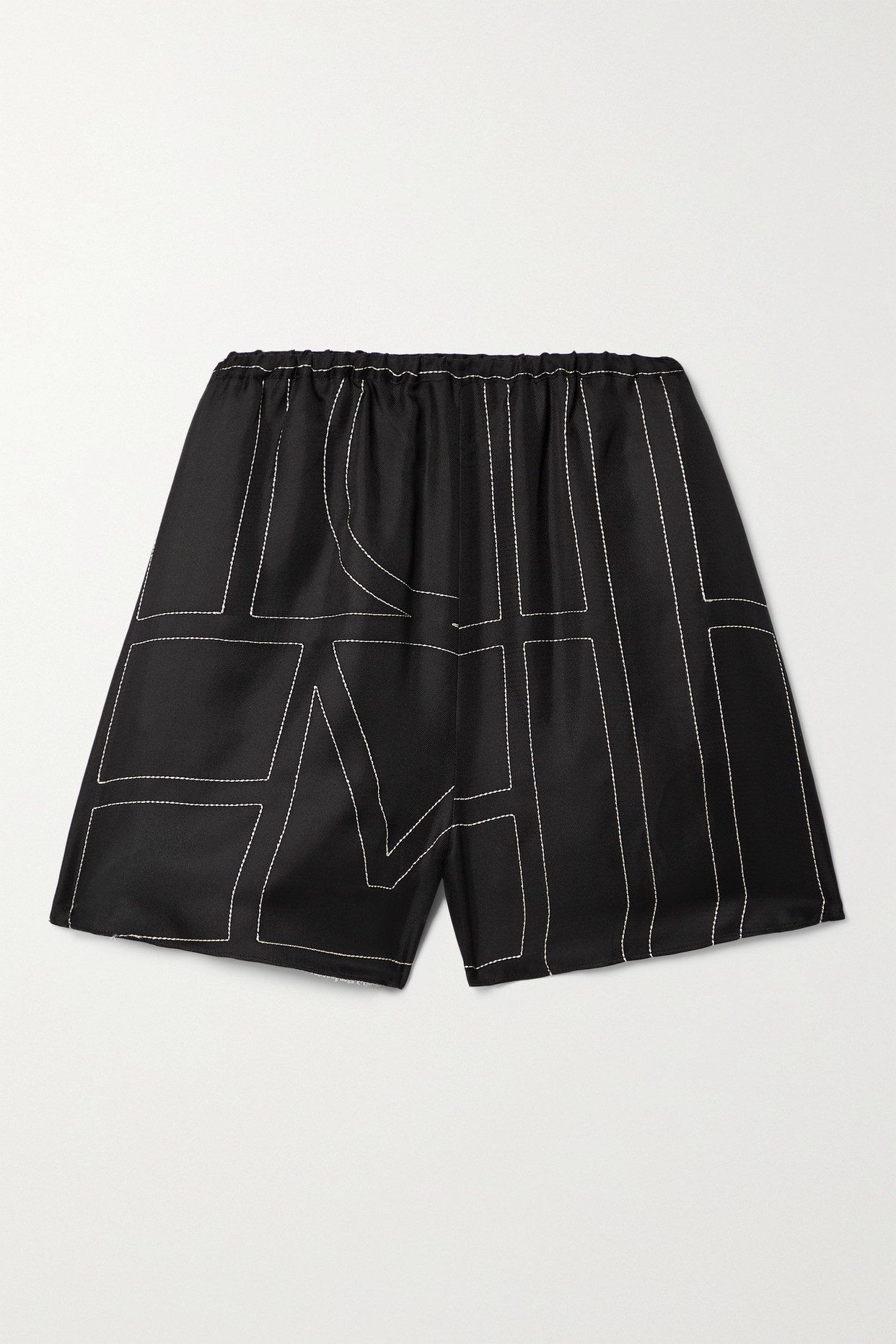 Embroidered Silk-Twill Shorts