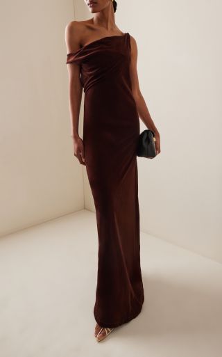 Ezra Draped Crepe Gown