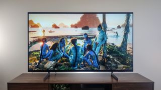 Samsung S85D OLED TV on stand in living room