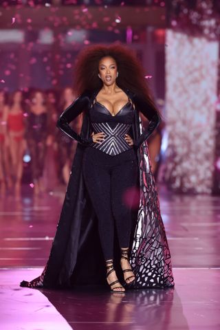 Tyra Banks walks the runway at the 2024 Victoria's Secret Fashion Show on October 15, 2024 in New York City.