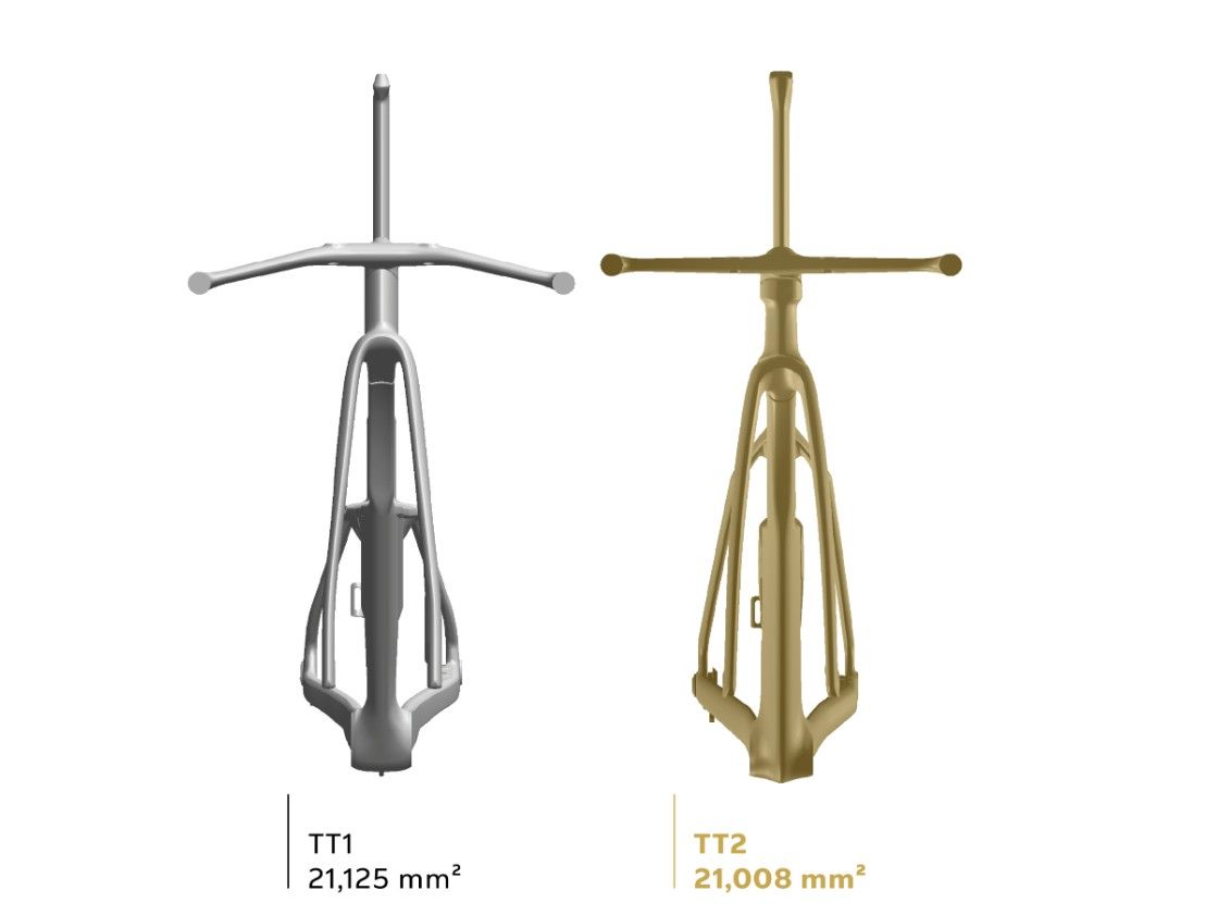A comparison between Colnago TT1 and TT2 frames