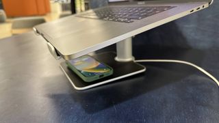 Twelve South HiRise Pro MacBook stand on a marble surface in an office