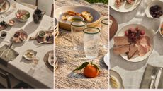 three images of the M&S Picky Bits Collection on a table and picnic blanket