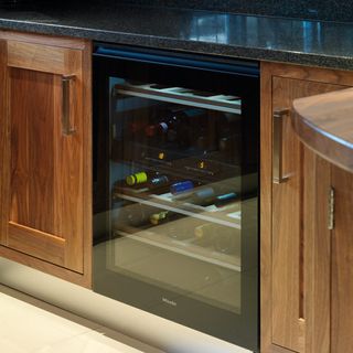 wine cooler with marble worktop and glass door