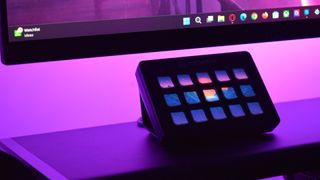 Govee Gaming Light Strip G1 producing ambient lighting, showcasing the Govee lighting set's ability to display light underneath the monitor also.