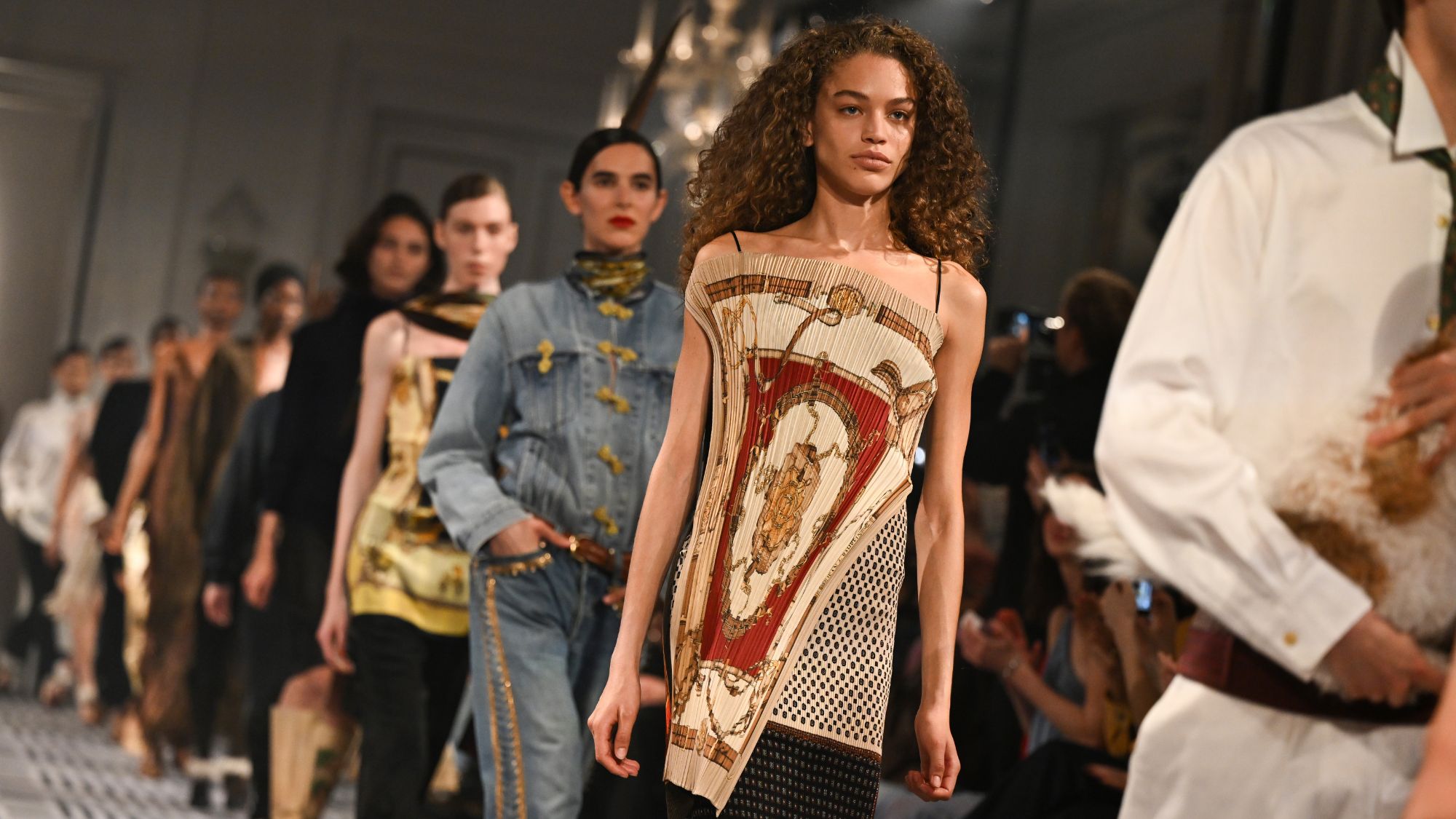 models walk the finale at conner ives aw26 during london fashion week