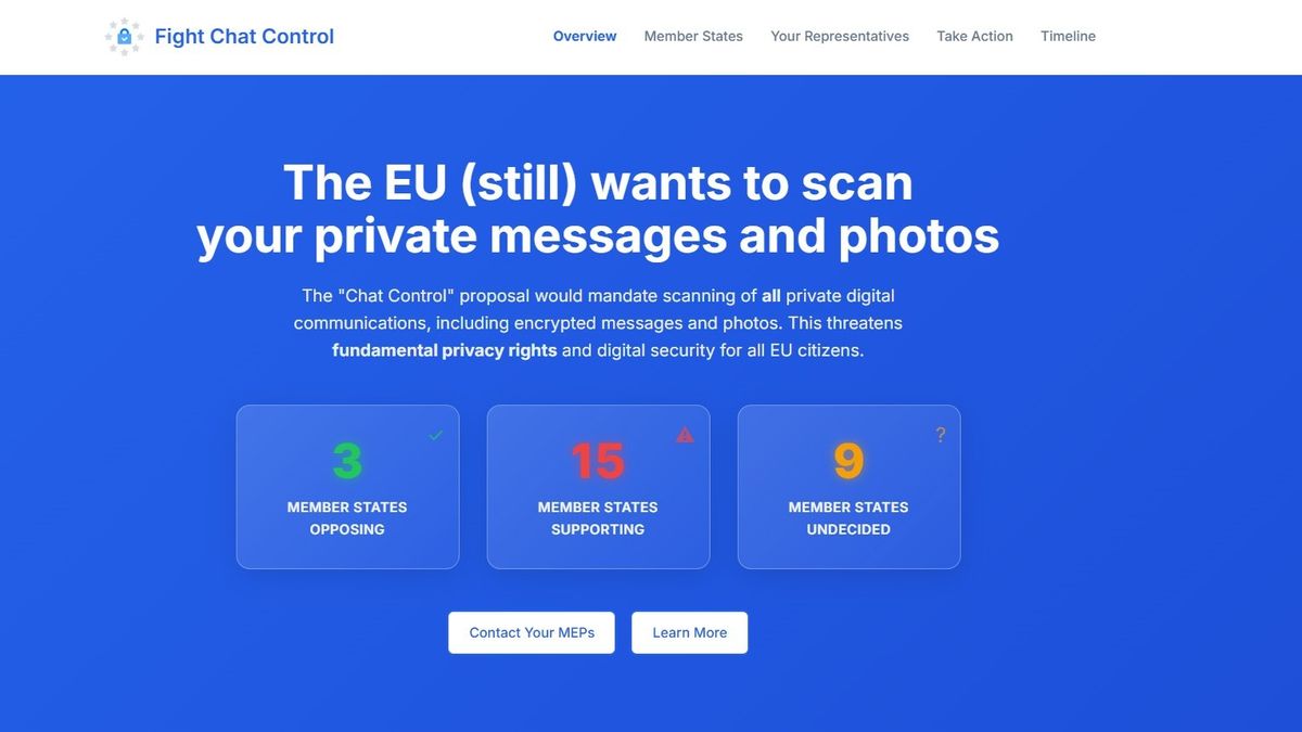 Worried about Chat Control? This website can help you get your say