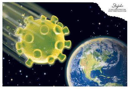 Editorial Cartoon U.S. Coronavirus meteoroid strike earth