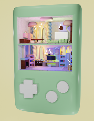 Janice.Journals uses Blender with NVIDIA technology to create a 3D rendering of a Gameboy with living quarters inside.