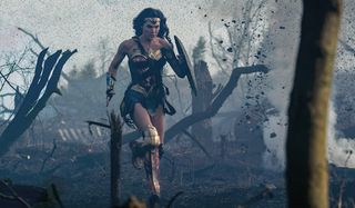 Wonder Woman Diana charging across No Man's Land